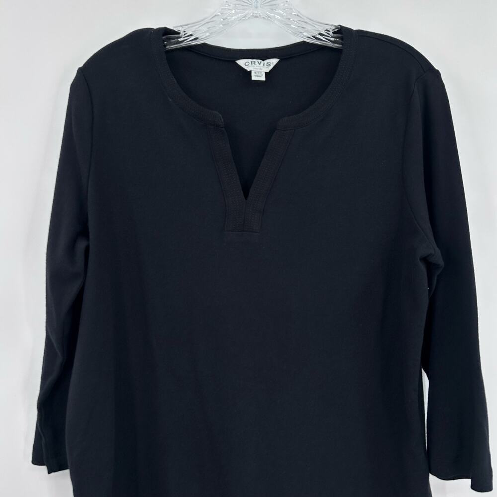 Orvis Pima Cotton Long Sleeve Shirt Black Notch Collar Womens Size Small - Picture 4 of 12